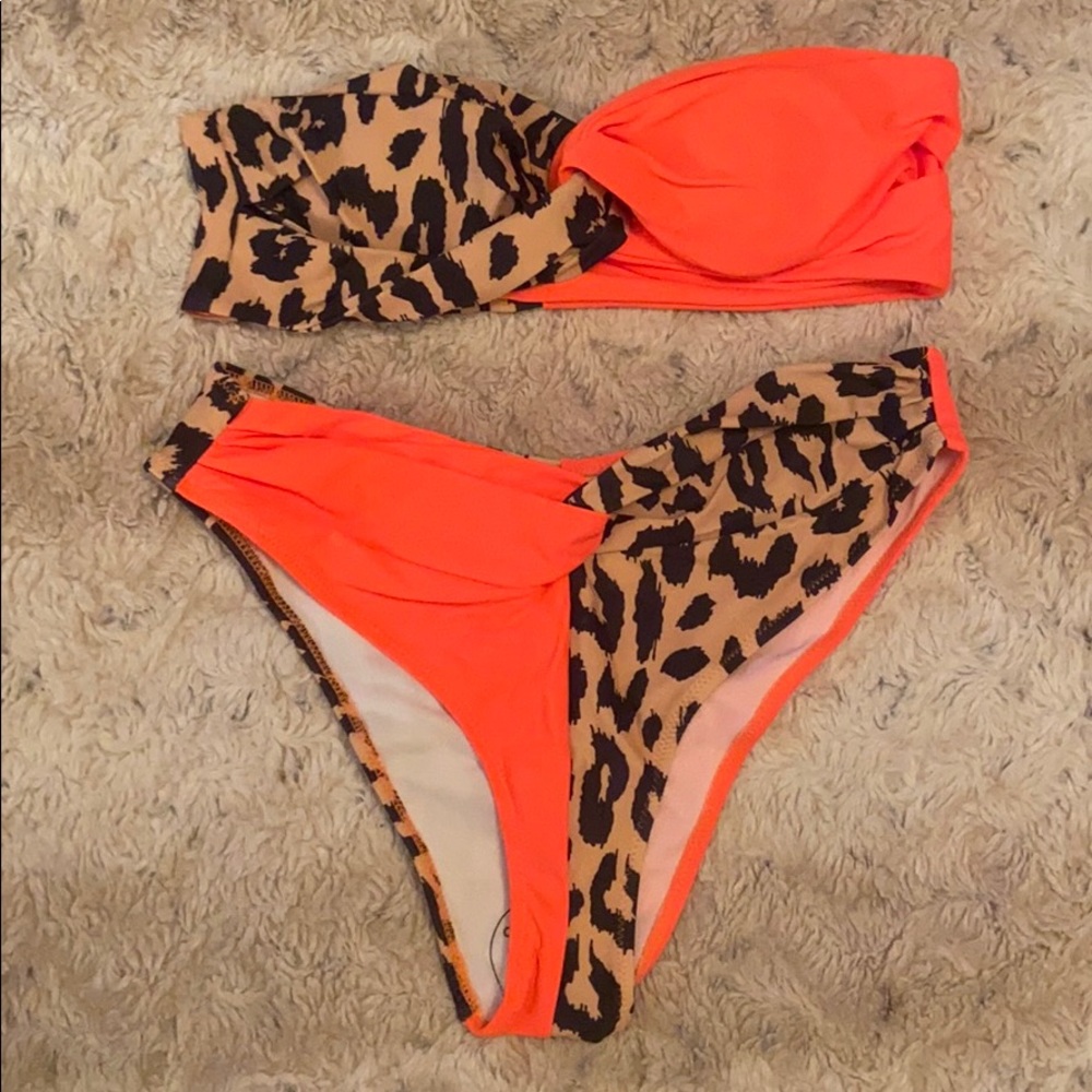 Leopard Twist Bandeau Bikini
